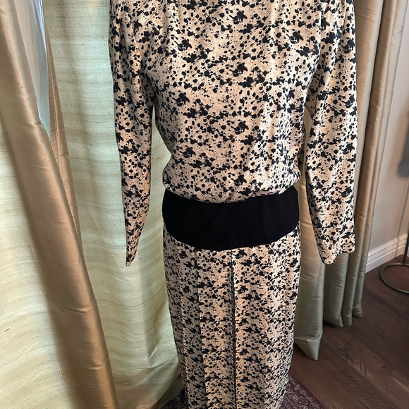 St Gilliam by Kay Unger silk dress faux suede size 6 vintage - Picture 1 of 6